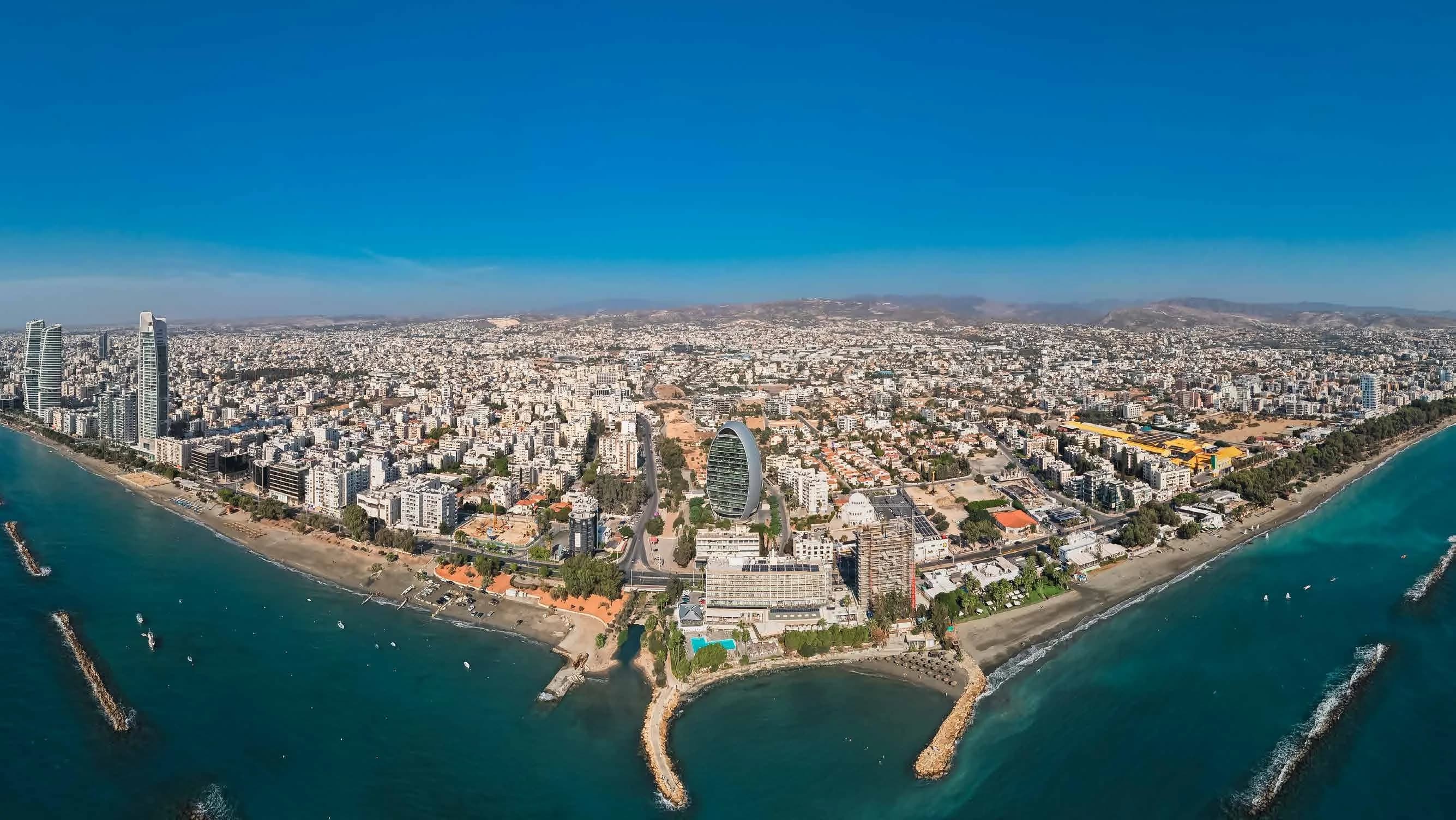 Aerial map of the Limassol seafront with C View Tower
